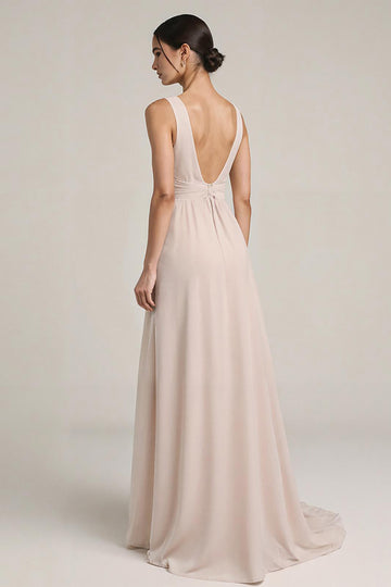 Fog V Neck A Line Long Evening Dress